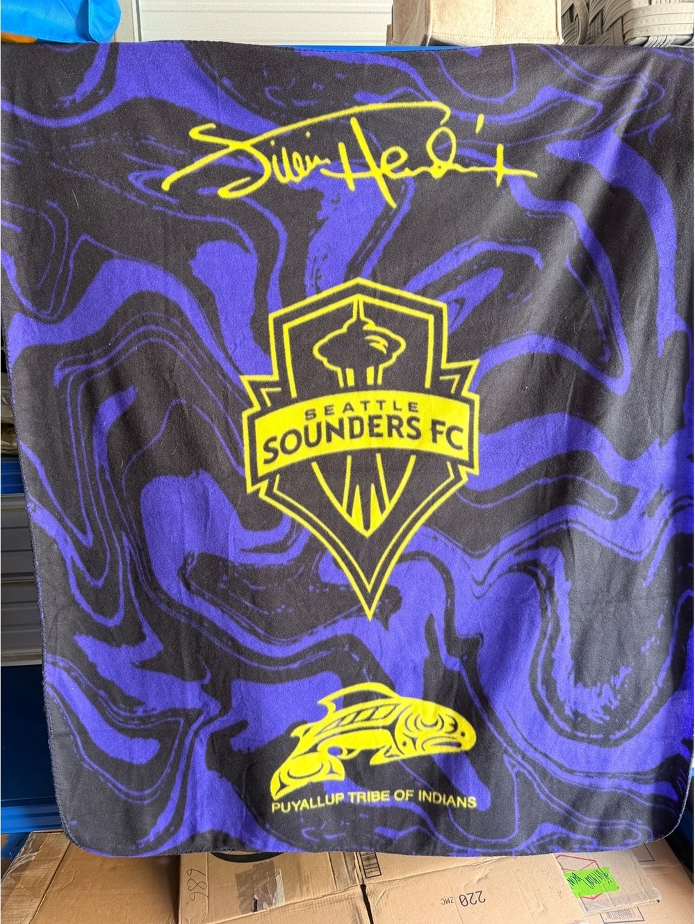 Seattle Sounders FC Jimi Hendrix Puyallup Tribe Purple Black Fleece Blanket